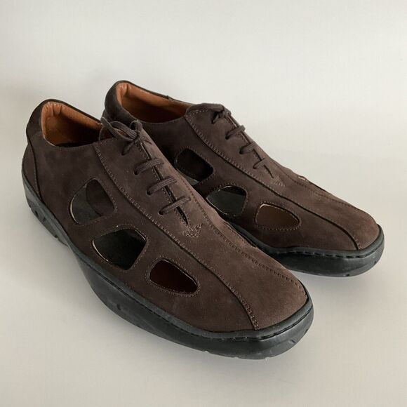 Michael Toschi Loafers 8.5 Brown Leather Lace-up Fisherman Breathable Oxfords - Picture 12 of 12